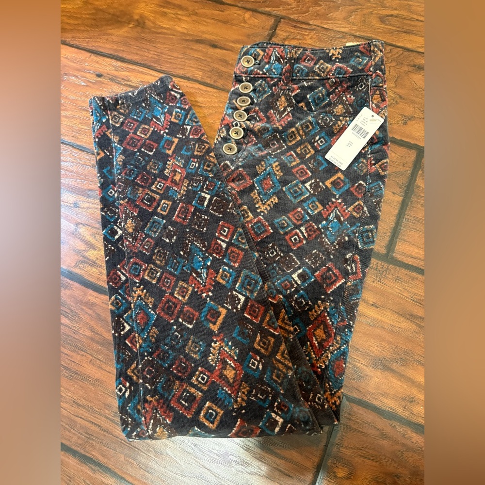 Anthropologie  Multicolor Geometric Corduroy Pants